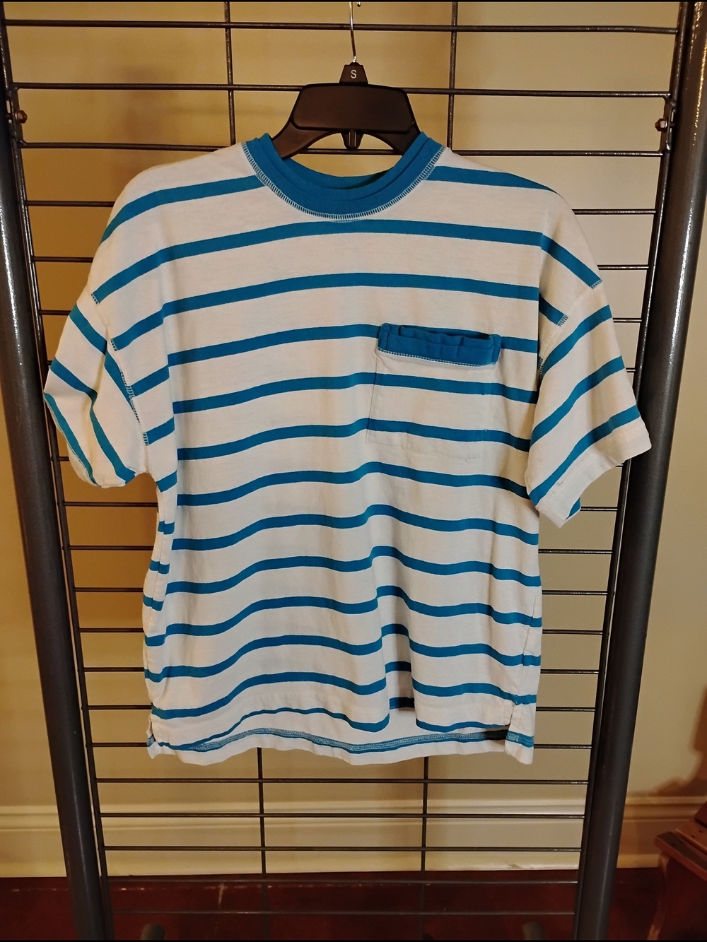 Kirsten‎ Grey Teal & White Striped Tee